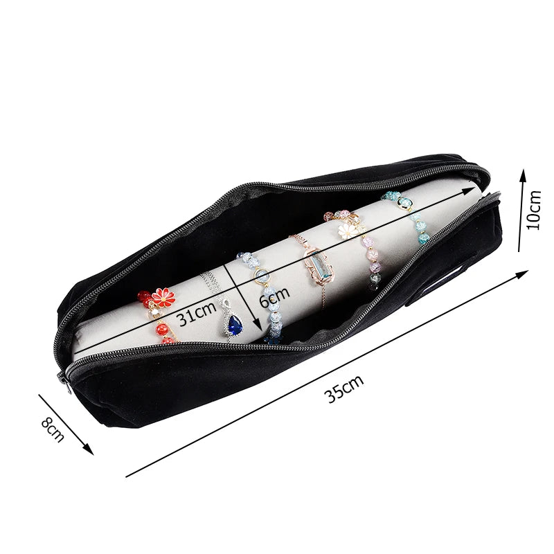 Travel Bracelet Jewelry Organizer Roll Up Bag Portable Velvet Ring Earrings Pendant Necklace Storage Bag Ornaments Foldable Case - The Shop At Crown Perth