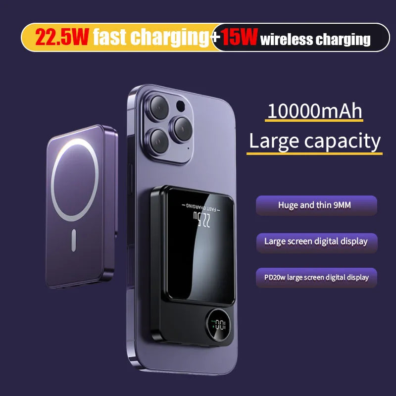 22.5W Fast Charging Wireless Magnetic Power Bank Portable External Battery 10000mAh PowerBank Adapter for IPhone Samsung Huawei - The Shop At Crown Perth
