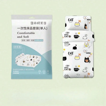 4 Pcs Disposable Bed Sheets King Size, Disposable Fitted Sheets Travel Bedding Cover for Hotel, Disposable Travel Sheet - The Shop At Crown Perth