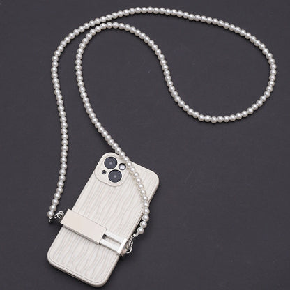 Black Love Clip With Lron Chain Pearl Chain Diagonal Cross Chain Phone Clip - The Shop At Crown Perth