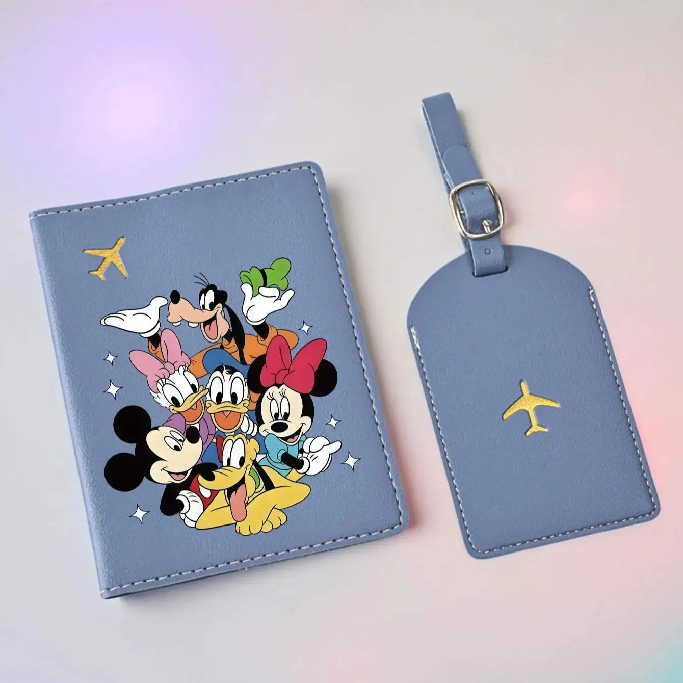 2PC Mickey Minnie Donald Passport Holder & Luggage Tag Set, PU Travel Wallet, Cute Travel Essentials Gift for All Ages - The Shop At Crown Perth