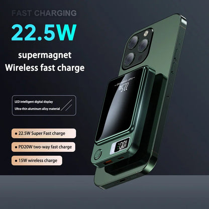 Lenovo 500000mah Magnetic Power Bank Large Capacity Pd22.5w Super Fast Charging External Battery Wireless Charger For Iphone