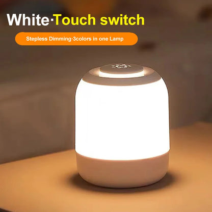 Touch Sensor Table Lamp USB Rechargeable 3 Colors Dimmable LED Night Light Portable Baby Bedroom Bedside Reading Desk Lamp