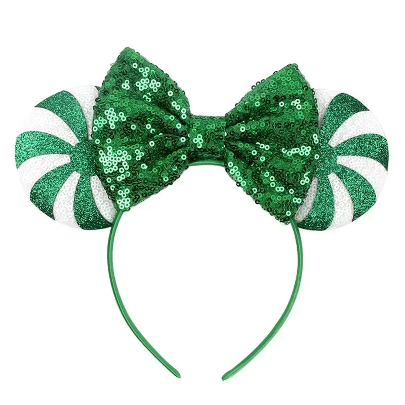 Disney Mickey Mouse Ear Hairbands Lollipop Candy Cane Bows Christmas Headband for Adults Party Kids Women Plush Hair Accessories - The Shop At Crown Perth
