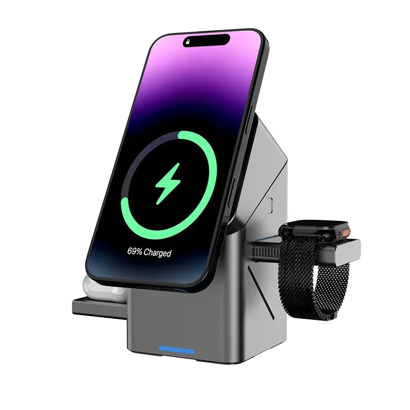 3-in-1 Magnetic Wireless Charger Stand – Fast Charging for iPhone, iWatch & AirPods - The Shop At Crown Perth