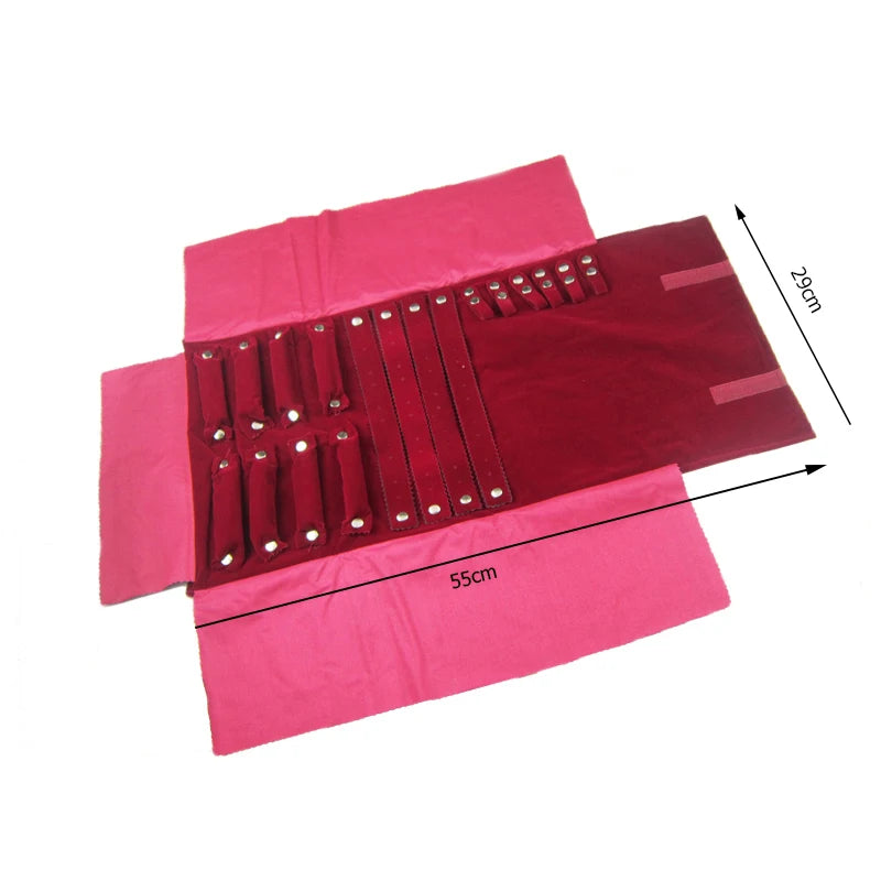Travel Bracelet Jewelry Organizer Roll Up Bag Portable Velvet Ring Earrings Pendant Necklace Storage Bag Ornaments Foldable Case - The Shop At Crown Perth