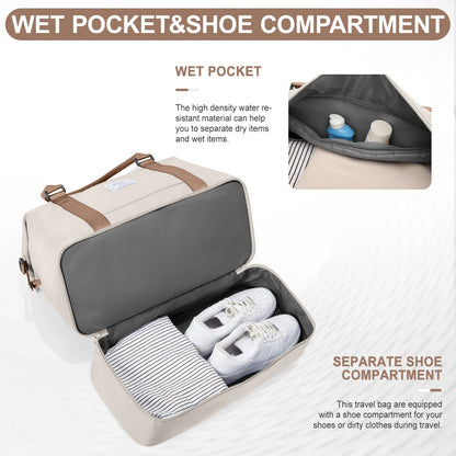 Travel Tote Bag, Lightweight Handbag with Shoe Compartment, Large Capacity Crossbody Shoulder Bag, Cabin Travel Bag, Sports Bag - The Shop At Crown Perth