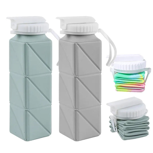 620ml Collapsible Water Bottle Cup with Straw Lid Leakproof BPA Free Silicone Foldable Water Bottle for Travel Gym Camping Sport - The Shop At Crown Perth