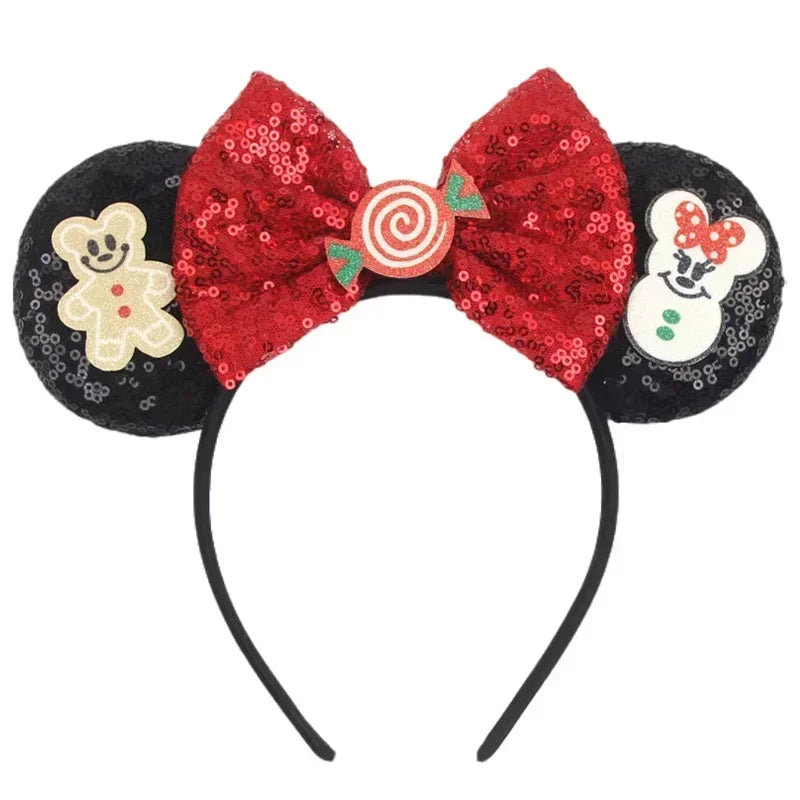 Disney Mickey Mouse Ear Hairbands Lollipop Candy Cane Bows Christmas Headband for Adults Party Kids Women Plush Hair Accessories - The Shop At Crown Perth