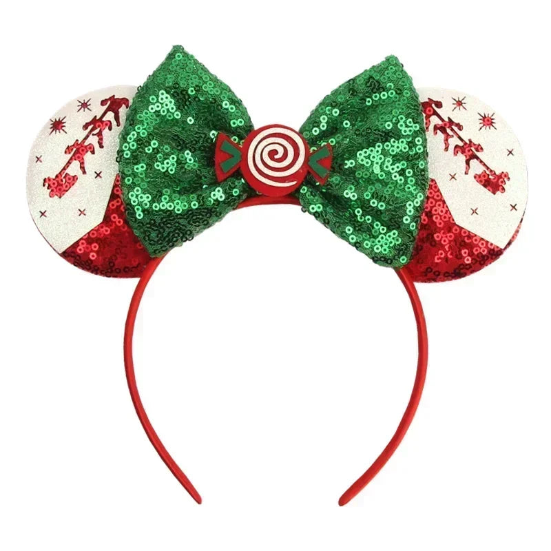 Disney Mickey Mouse Ear Hairbands Lollipop Candy Cane Bows Christmas Headband for Adults Party Kids Women Plush Hair Accessories - The Shop At Crown Perth