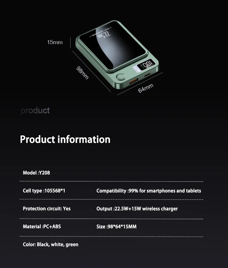 Lenovo 500000mah Magnetic Power Bank Large Capacity Pd22.5w Super Fast Charging External Battery Wireless Charger For Iphone