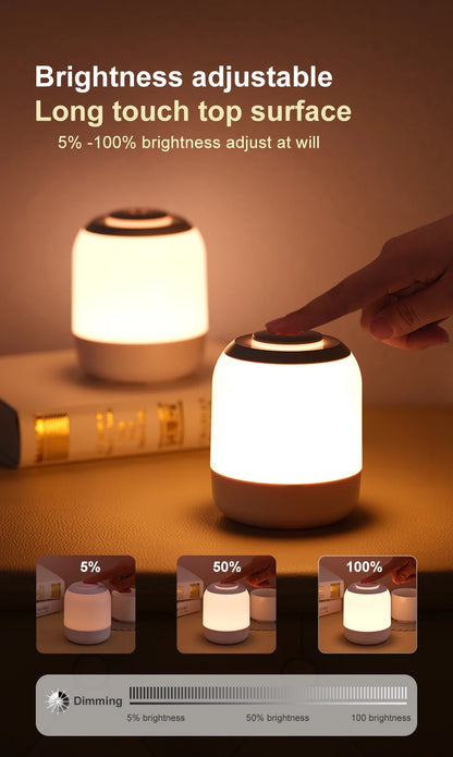 Touch Sensor Table Lamp USB Rechargeable 3 Colors Dimmable LED Night Light Portable Baby Bedroom Bedside Reading Desk Lamp