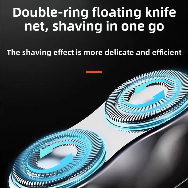 Magnetic Double Blade Shaver Fully Automatic Electric Shaver For Men Portable Waterproof Shaver Rechargeable Mini Rotary Shaver - The Shop At Crown Perth