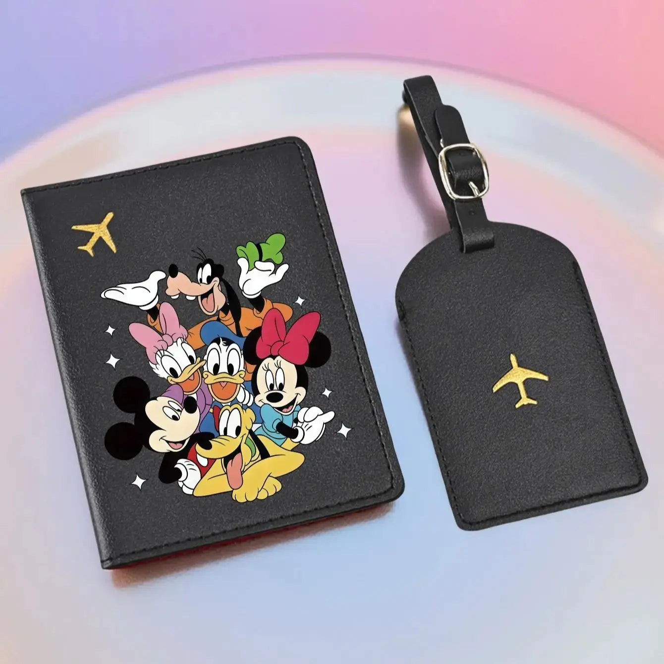 2PC Mickey Minnie Donald Passport Holder & Luggage Tag Set, PU Travel Wallet, Cute Travel Essentials Gift for All Ages - The Shop At Crown Perth