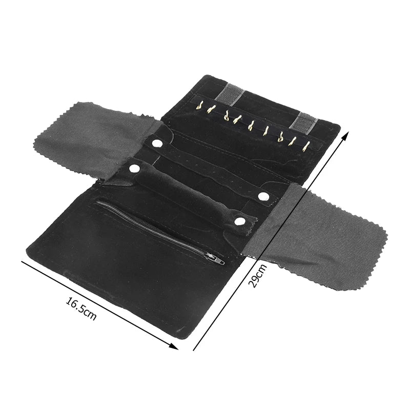 Travel Bracelet Jewelry Organizer Roll Up Bag Portable Velvet Ring Earrings Pendant Necklace Storage Bag Ornaments Foldable Case - The Shop At Crown Perth
