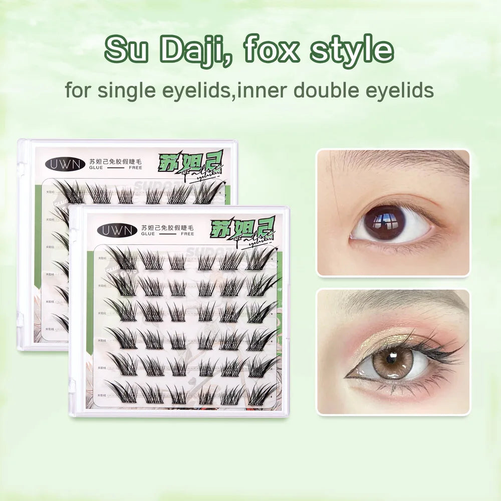 UWN Glue-free False Eyelashes Oblique Flying Fox Style Curling Natural Lazy Light and Comfortable Upper Eyelashes - The Shop At Crown Perth