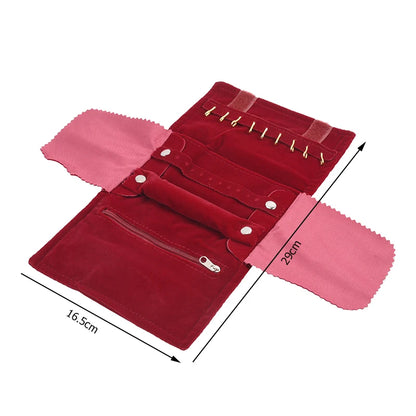 Travel Bracelet Jewelry Organizer Roll Up Bag Portable Velvet Ring Earrings Pendant Necklace Storage Bag Ornaments Foldable Case - The Shop At Crown Perth