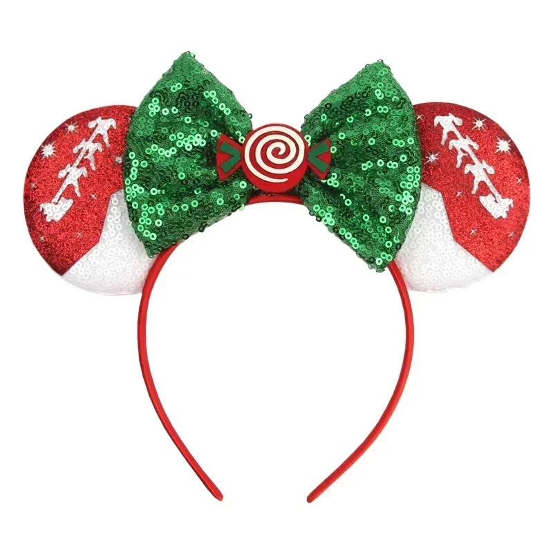 Disney Mickey Mouse Ear Hairbands Lollipop Candy Cane Bows Christmas Headband for Adults Party Kids Women Plush Hair Accessories - The Shop At Crown Perth