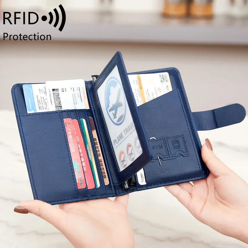 Travel Passport Wallet Women Man Card Holder RFID Blocking Credit Card ID Bag Plane Ticket Holder Multifunction Wallets - The Shop At Crown Perth