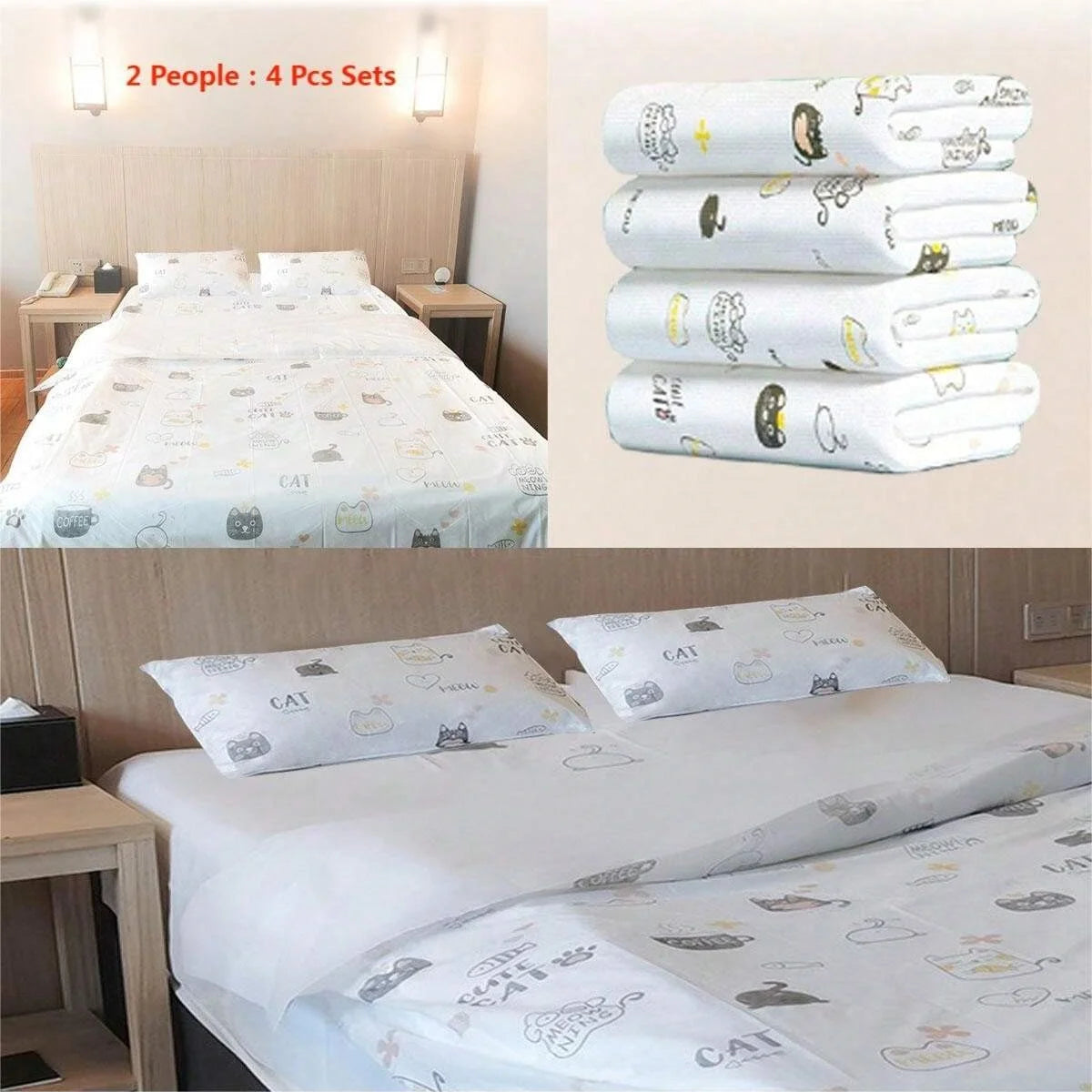 4 Pcs Disposable Bed Sheets King Size, Disposable Fitted Sheets Travel Bedding Cover for Hotel, Disposable Travel Sheet - The Shop At Crown Perth