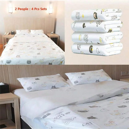 4 Pcs Disposable Bed Sheets King Size, Disposable Fitted Sheets Travel Bedding Cover for Hotel, Disposable Travel Sheet - The Shop At Crown Perth