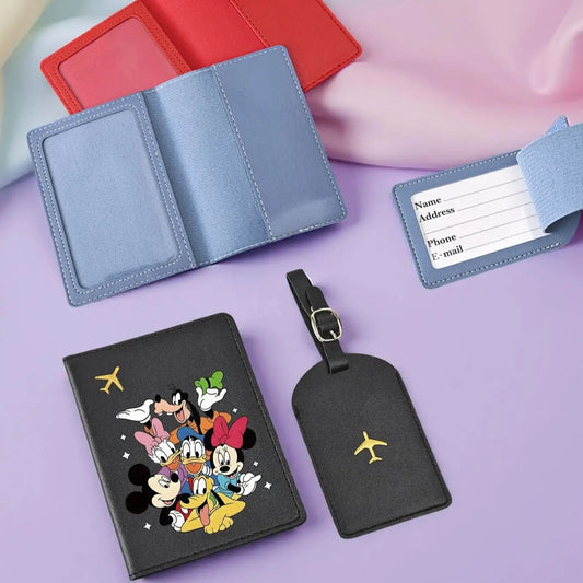 2PC Mickey Minnie Donald Passport Holder & Luggage Tag Set, PU Travel Wallet, Cute Travel Essentials Gift for All Ages - The Shop At Crown Perth