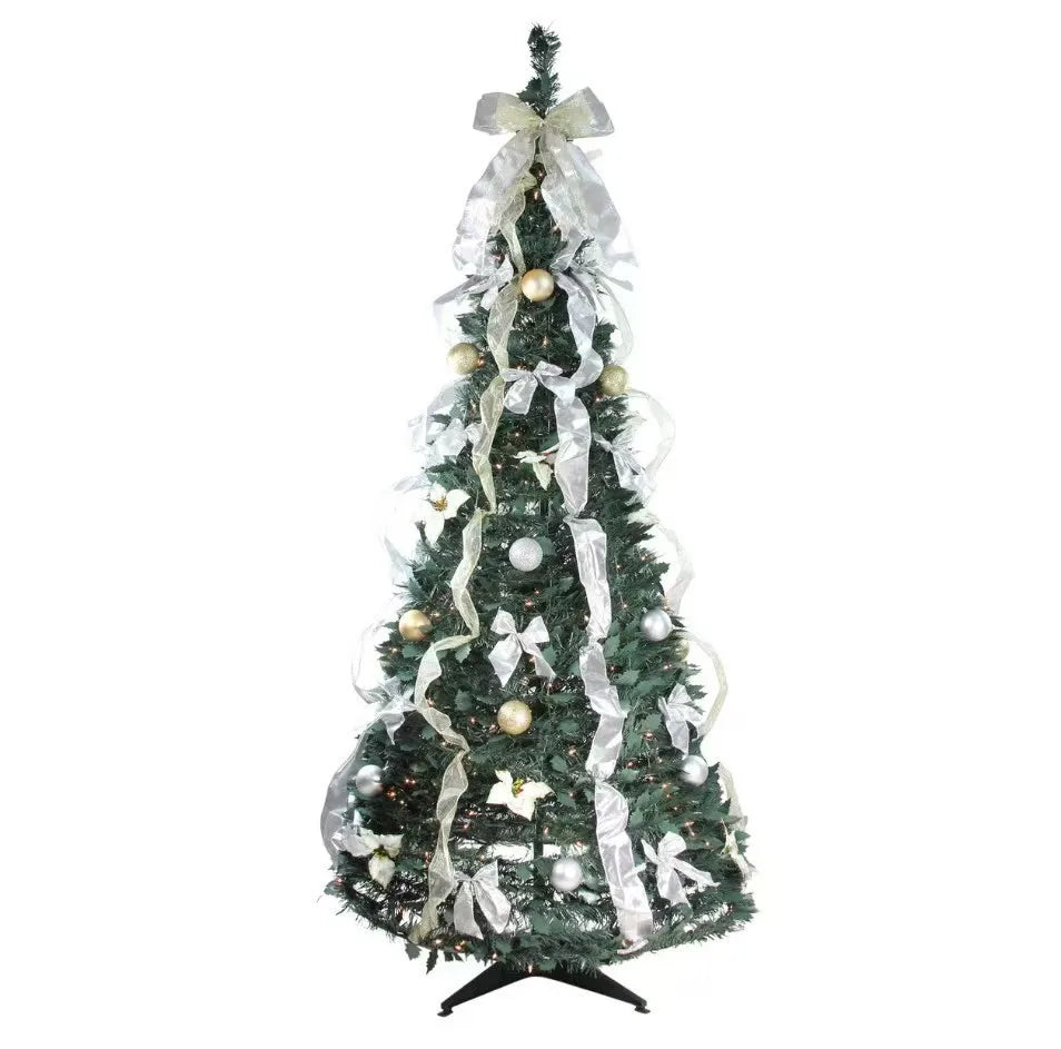 Foldable Pre-Decorated Christmas Tree Pop-Up Festive Decoration Home Decor Portable Christmas Tree 120/150/180/210cm - The Shop At Crown Perth
