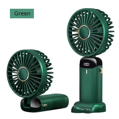 Folding Fan Mini Portable Hand-Held Fan Rechargeable Multifunctional Fan With Display Screen Neck Hanging Fans
