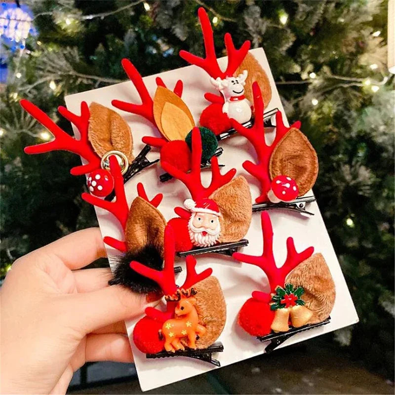 Christmas Antler Hair Clips Deer Ear Hairpins Festivals Christmas Headbands Pine Cones Hair Ball Adult Headwear Hair Accessories - The Shop At Crown Perth