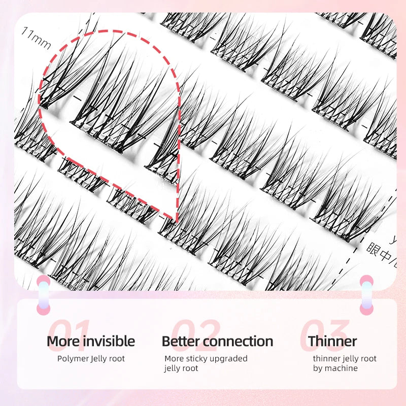Yelix Self-adhesive Glue Free False Eyelashes Reusable DIY Segmented DIY Lashes Clusters No Glue Needed Natural Soft Lashes - The Shop At Crown Perth