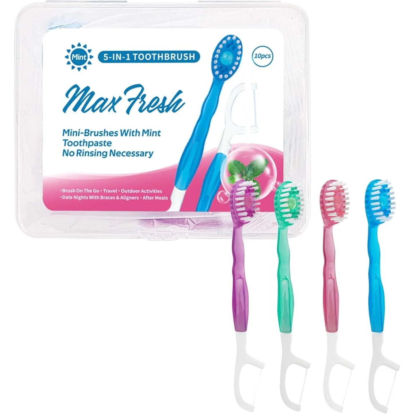 10PCS Mini 5 in 1 Toothbrush & Floss Travel Toothbrushes with Toothpaste Set with Floss+Pick Multifunctional Floss - The Shop At Crown Perth