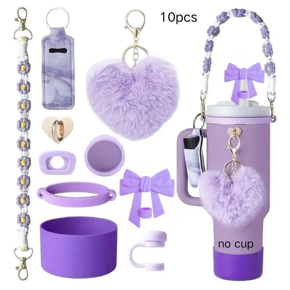 cross-border stanley accessories christmas stanley icecup diy bow decorated cup cover lipstick cover fuzzy ball - The Shop At Crown Perth