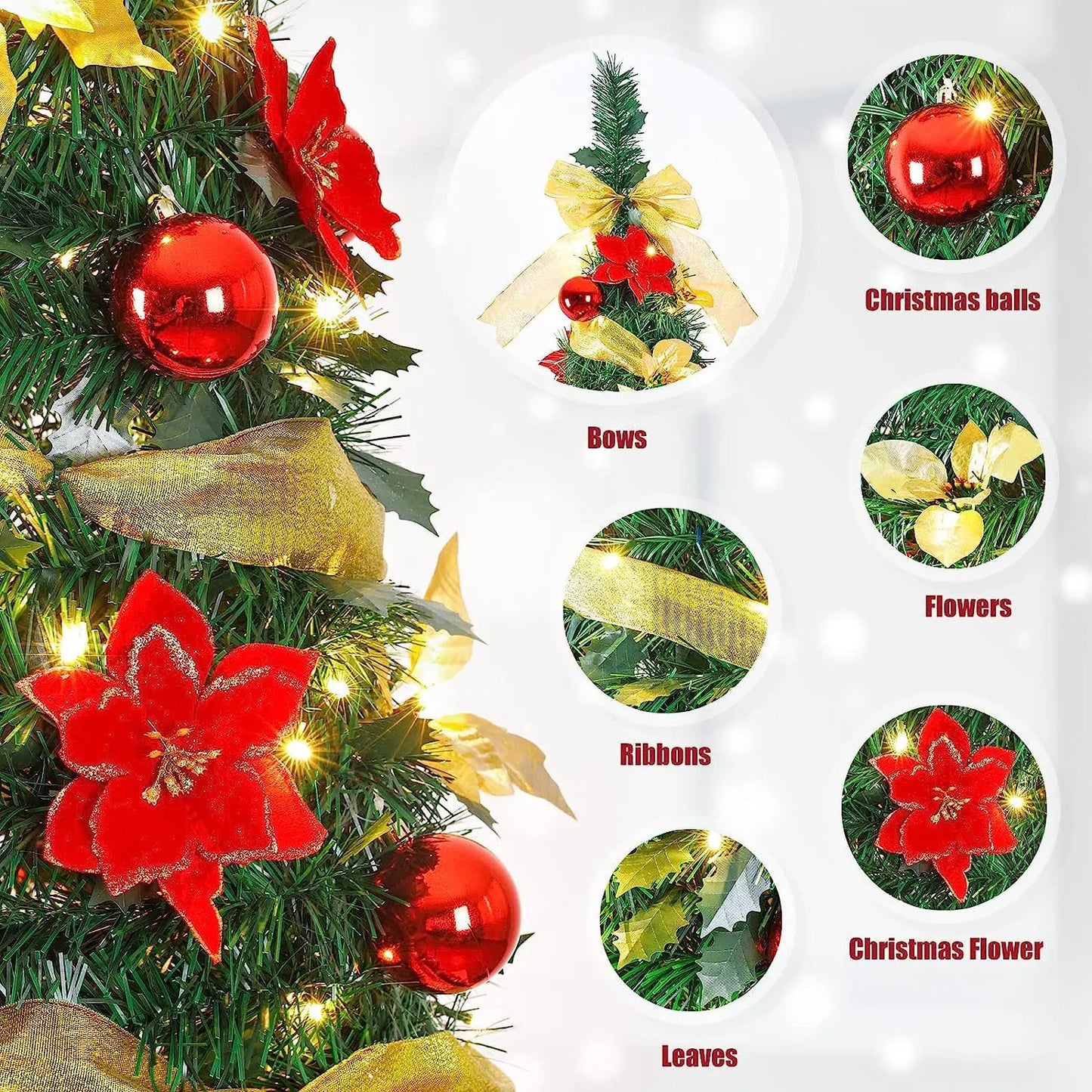 Foldable Pre-Decorated Christmas Tree Pop-Up Festive Decoration Home Decor Portable Christmas Tree 120/150/180/210cm - The Shop At Crown Perth