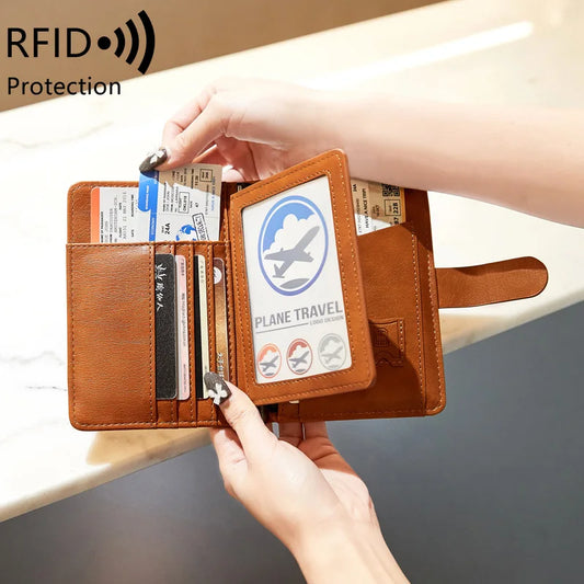 Travel Passport Wallet Women Man Card Holder RFID Blocking Credit Card ID Bag Plane Ticket Holder Multifunction Wallets - The Shop At Crown Perth