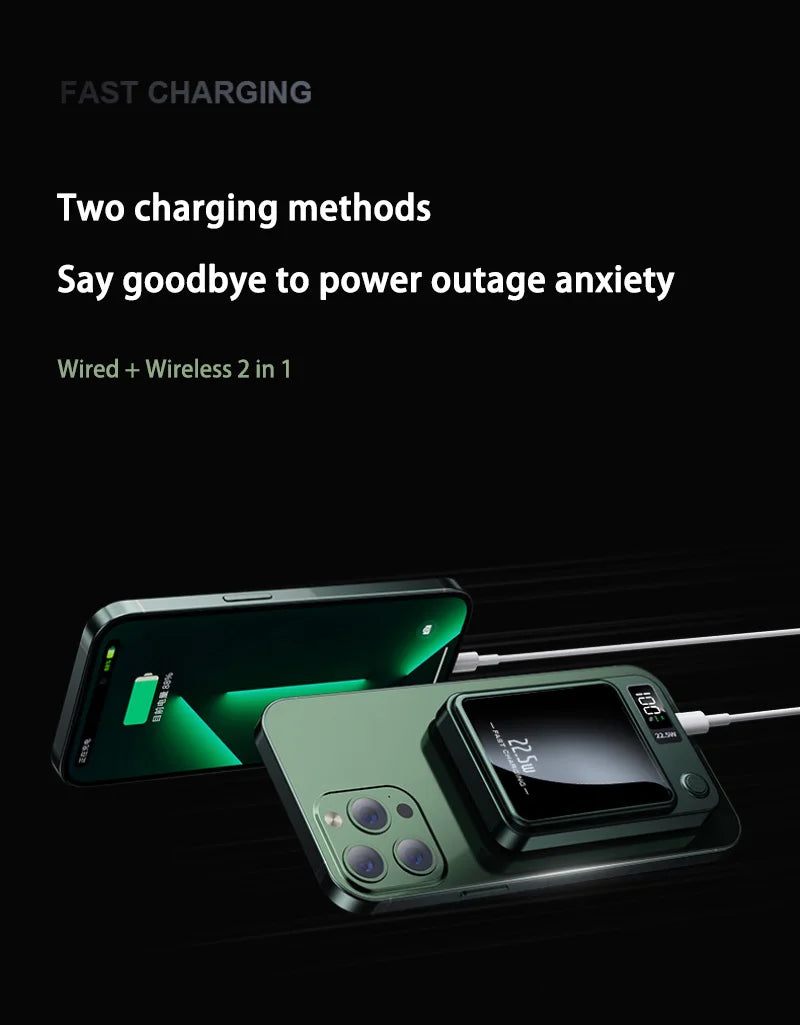 Lenovo 500000mah Magnetic Power Bank Large Capacity Pd22.5w Super Fast Charging External Battery Wireless Charger For Iphone