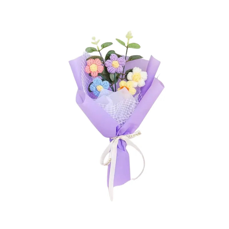 Hot Selling Gift Rose Bouquet Pink Tulip Simulated Flower Yarn Flower Handmade Knitted Flower - The Shop At Crown Perth