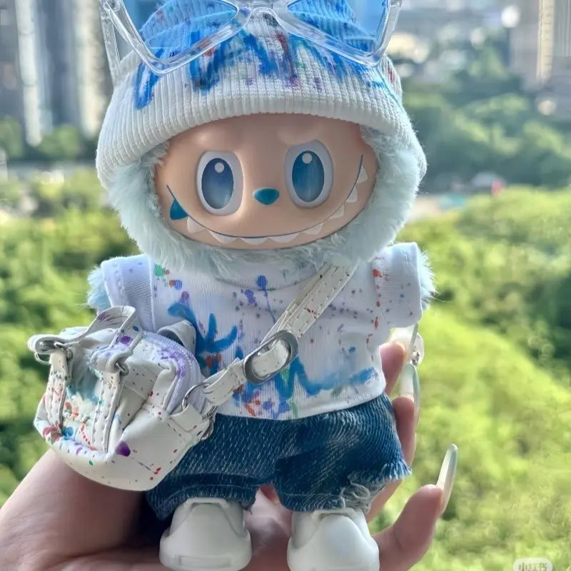 17cm V1 V2 V3 Hip-hop Jeans Splashed Print Sunglasses Crossbody Bag Set for Labubu Outfits DIY Accessories - The Shop At Crown Perth