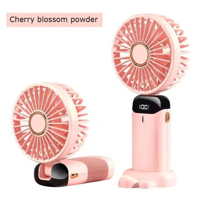Folding Fan Mini Portable Hand-Held Fan Rechargeable Multifunctional Fan With Display Screen Neck Hanging Fans