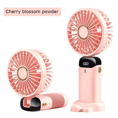 Folding Fan Mini Portable Hand-Held Fan Rechargeable Multifunctional Fan With Display Screen Neck Hanging Fans