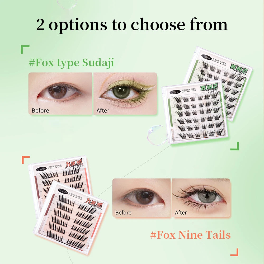 UWN Glue-free False Eyelashes Oblique Flying Fox Style Curling Natural Lazy Light and Comfortable Upper Eyelashes - The Shop At Crown Perth