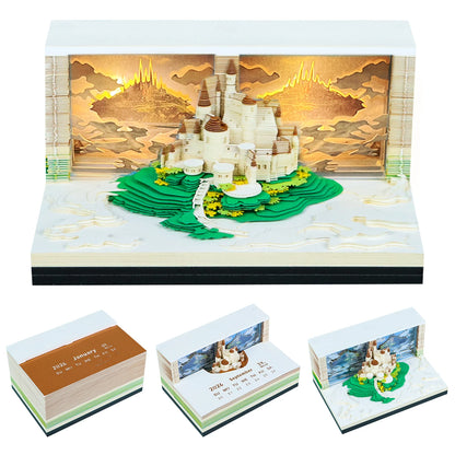 Omoshiroi Block 2026 Calendar Memo Pad 3D Carving Notepad TearOff Paper Memo Pad Block Notes Castle SKY Calendar Christmas Gift - The Shop At Crown Perth