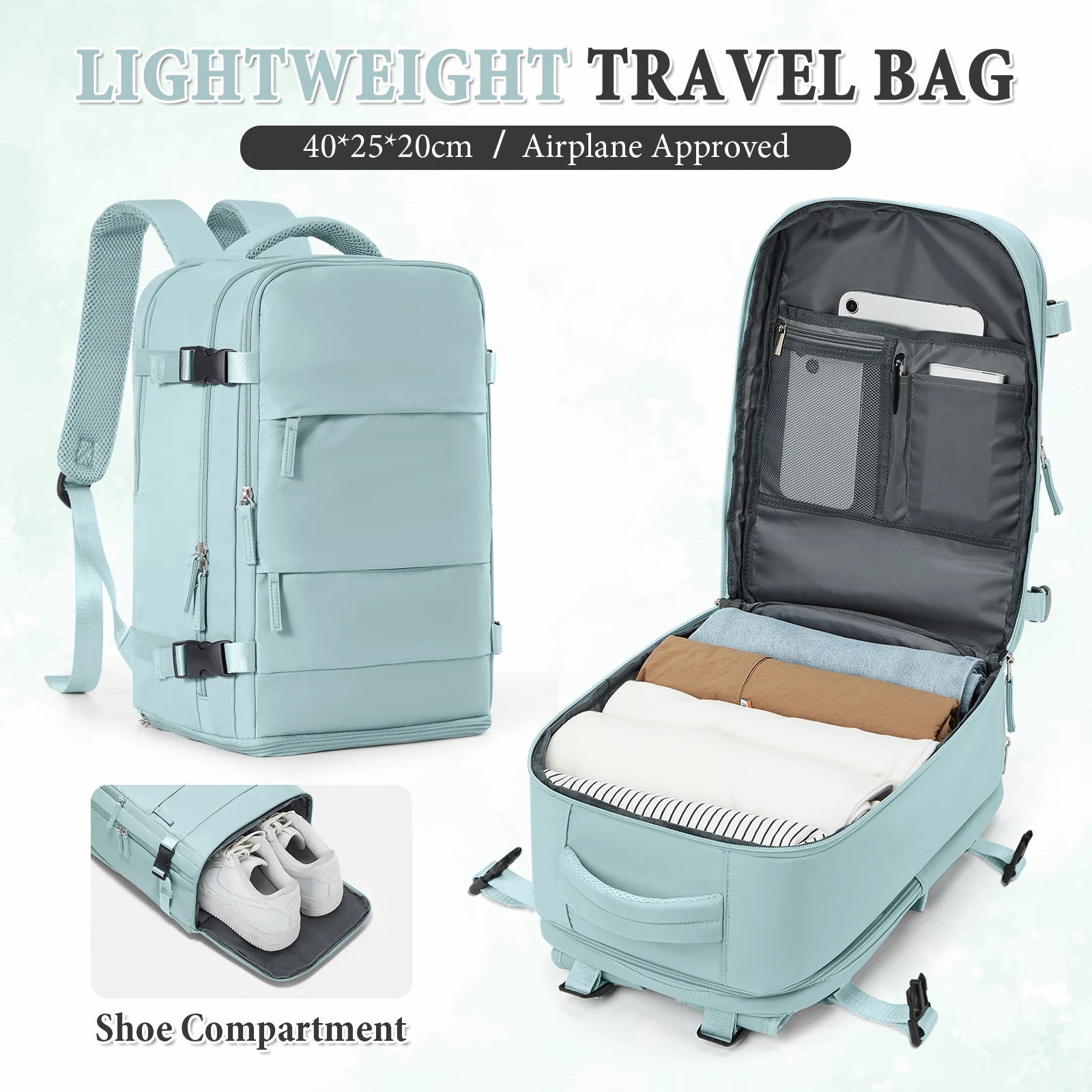 Women Men Hand Luggage Backpack Business College Laptop Travel Backpack Waterproof Carry on mochila viaje cabina avion 40x20x25 - The Shop At Crown Perth
