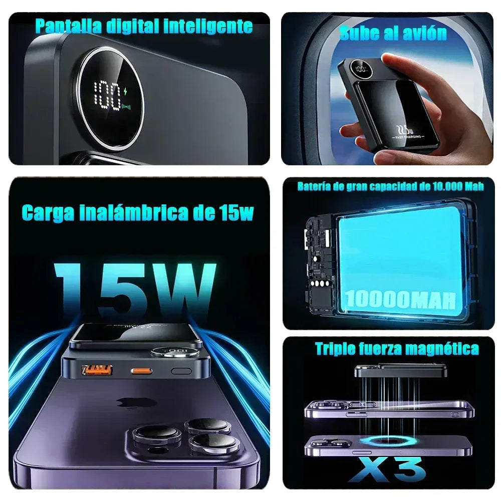 22.5W Fast Charging Wireless Magnetic Power Bank Portable External Battery 10000mAh PowerBank Adapter for IPhone Samsung Huawei - The Shop At Crown Perth