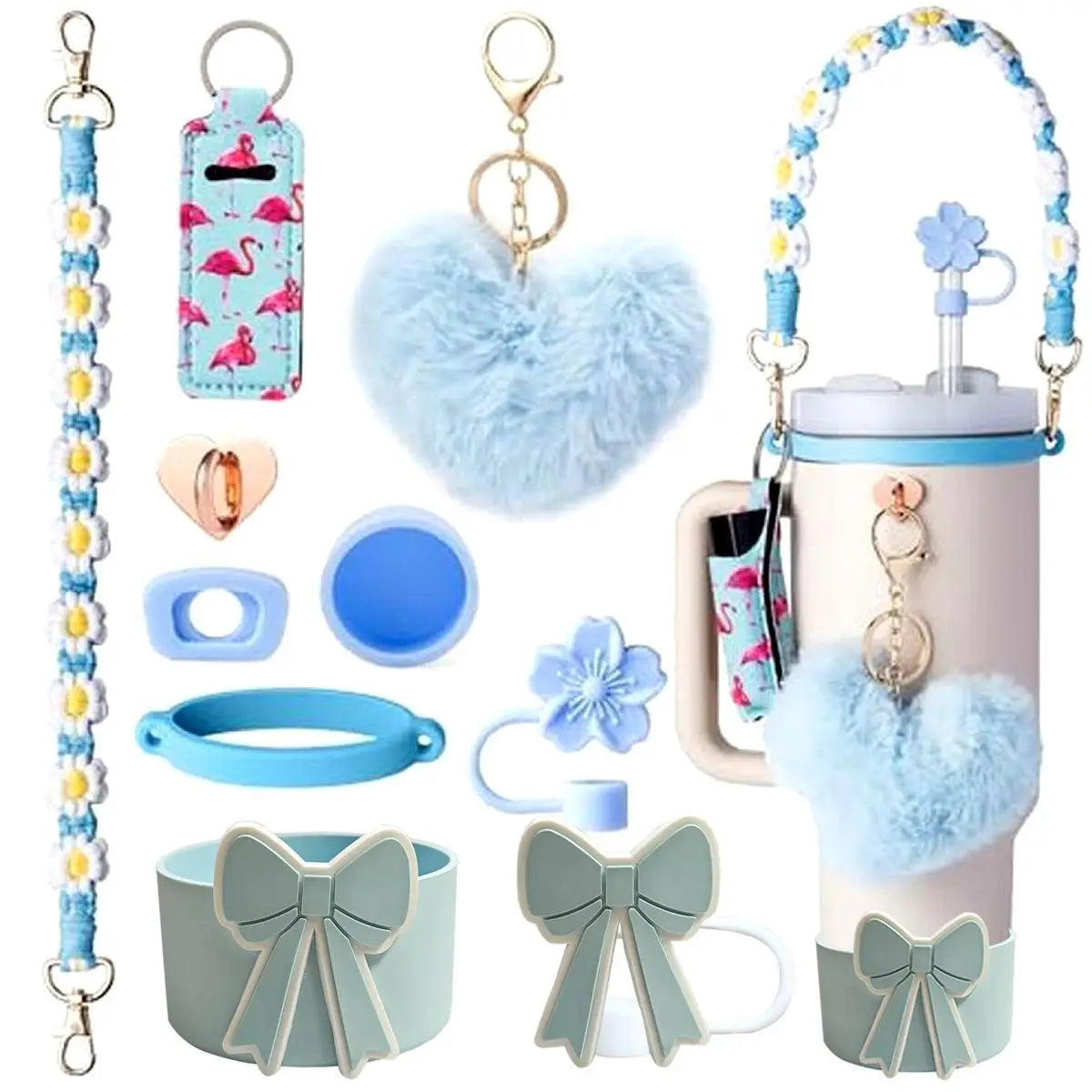 cross-border stanley accessories christmas stanley icecup diy bow decorated cup cover lipstick cover fuzzy ball - The Shop At Crown Perth