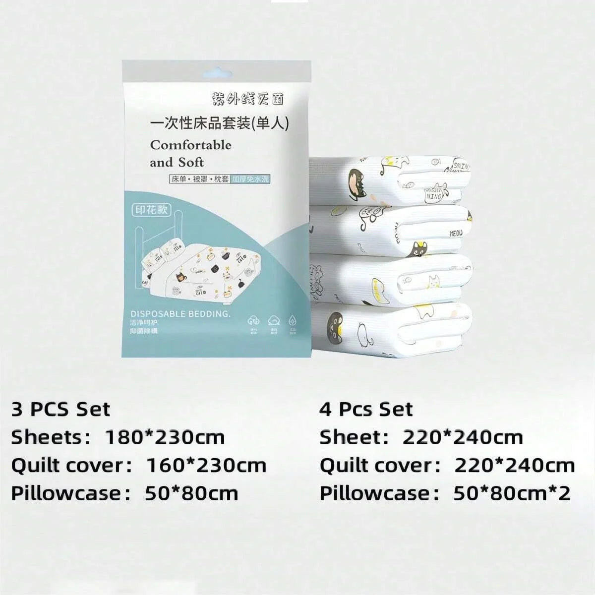 4 Pcs Disposable Bed Sheets King Size, Disposable Fitted Sheets Travel Bedding Cover for Hotel, Disposable Travel Sheet - The Shop At Crown Perth