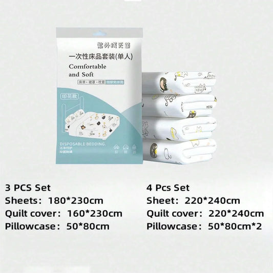 4 Pcs Disposable Bed Sheets King Size, Disposable Fitted Sheets Travel Bedding Cover for Hotel, Disposable Travel Sheet - The Shop At Crown Perth