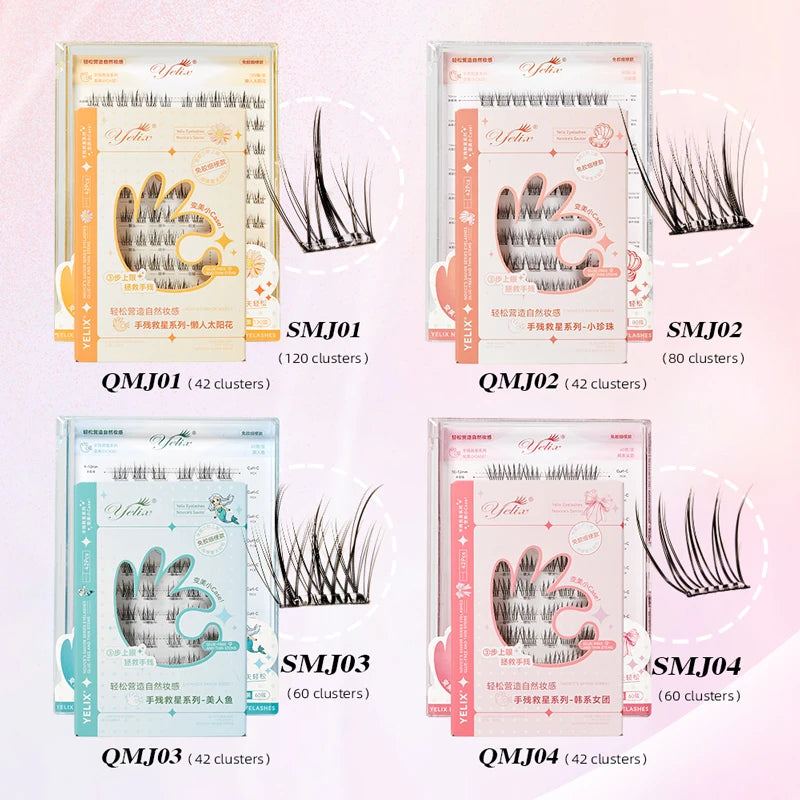 Yelix Self-adhesive Glue Free False Eyelashes Reusable DIY Segmented DIY Lashes Clusters No Glue Needed Natural Soft Lashes - The Shop At Crown Perth