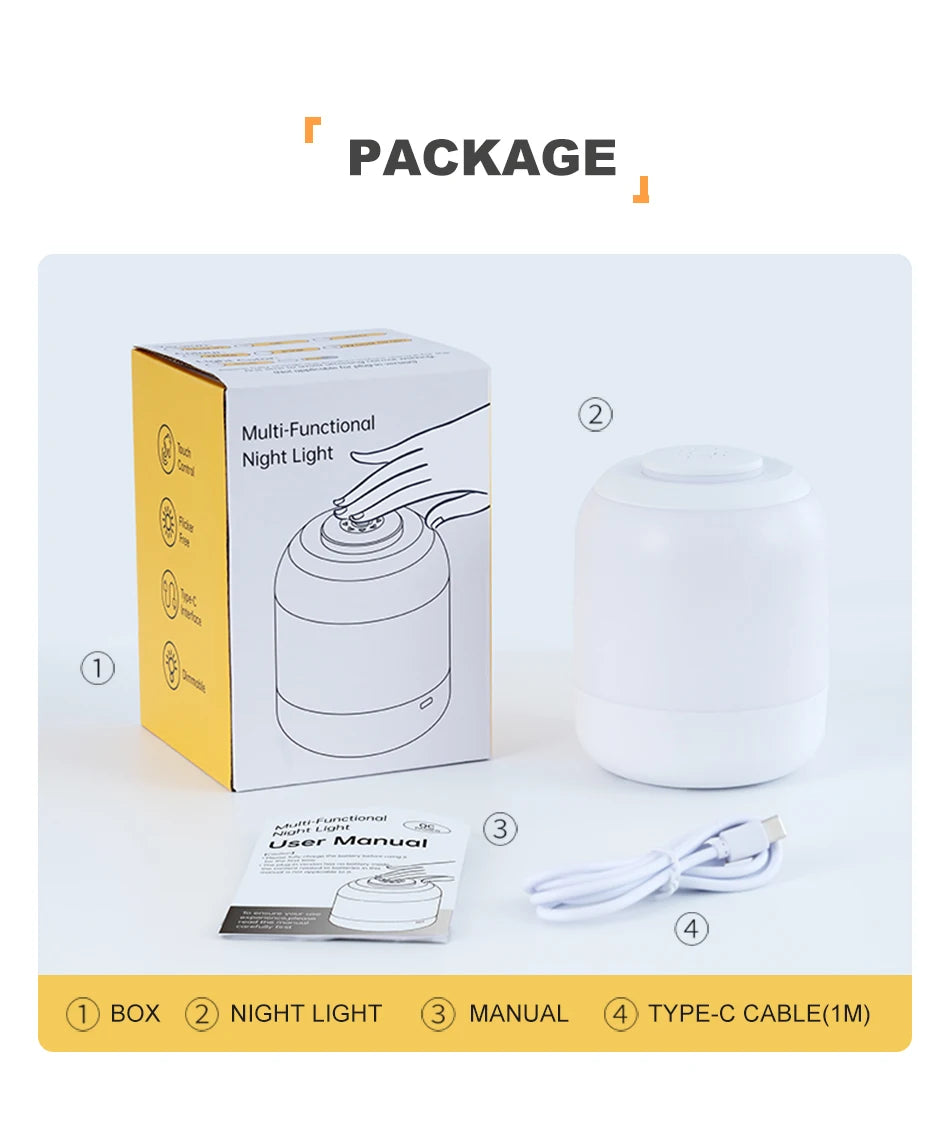 Touch Sensor Table Lamp USB Rechargeable 3 Colors Dimmable LED Night Light Portable Baby Bedroom Bedside Reading Desk Lamp