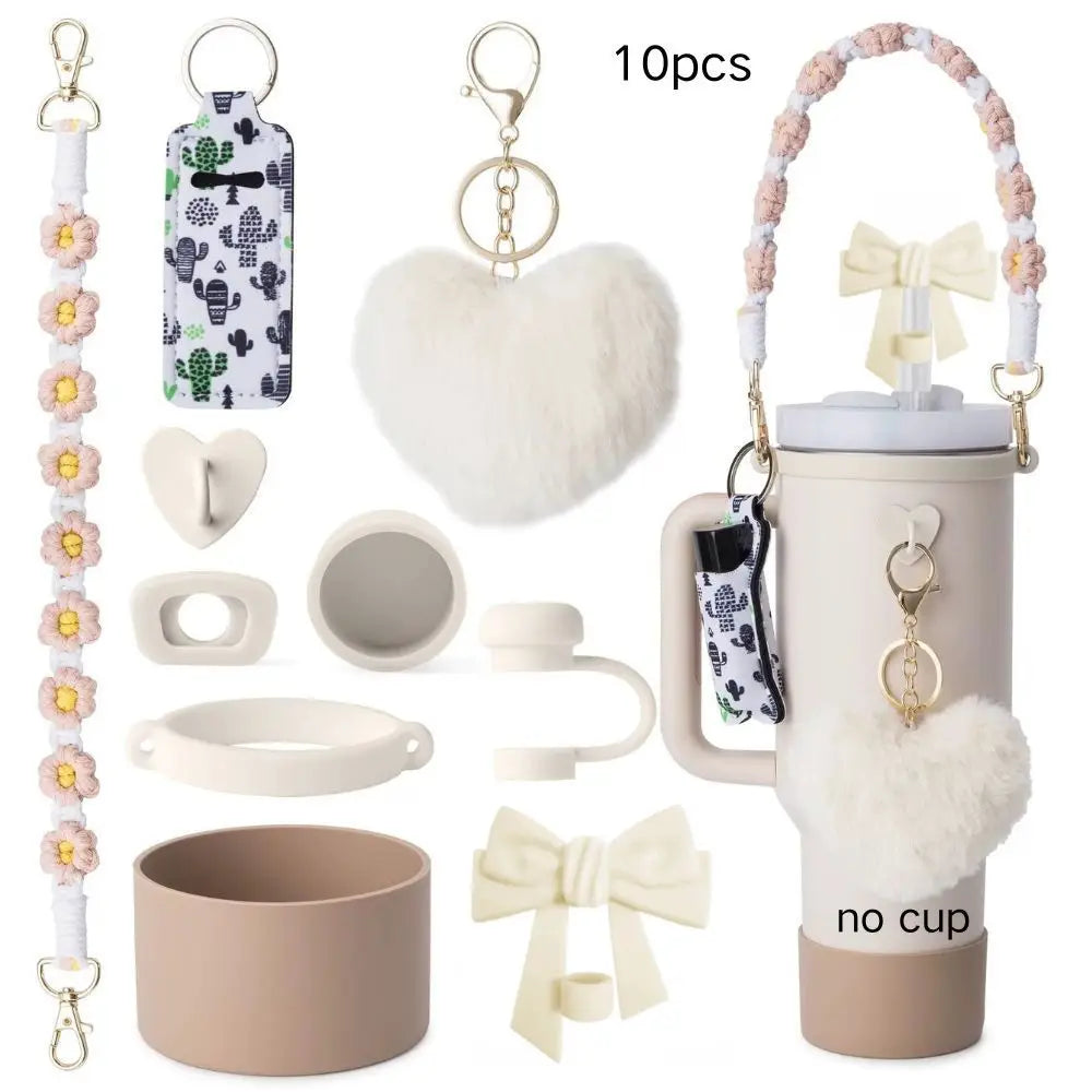 cross-border stanley accessories christmas stanley icecup diy bow decorated cup cover lipstick cover fuzzy ball - The Shop At Crown Perth