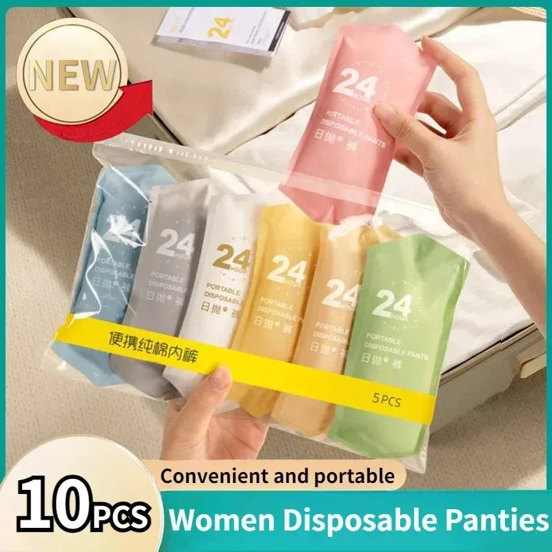 10PCS/Set Women Cotton Disposable Pantie Free Washing Portable Postpartum Monthly Shorts Daily Underwear for Business Trips - The Shop At Crown Perth